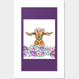 Goat in a flower garden Posters and Art